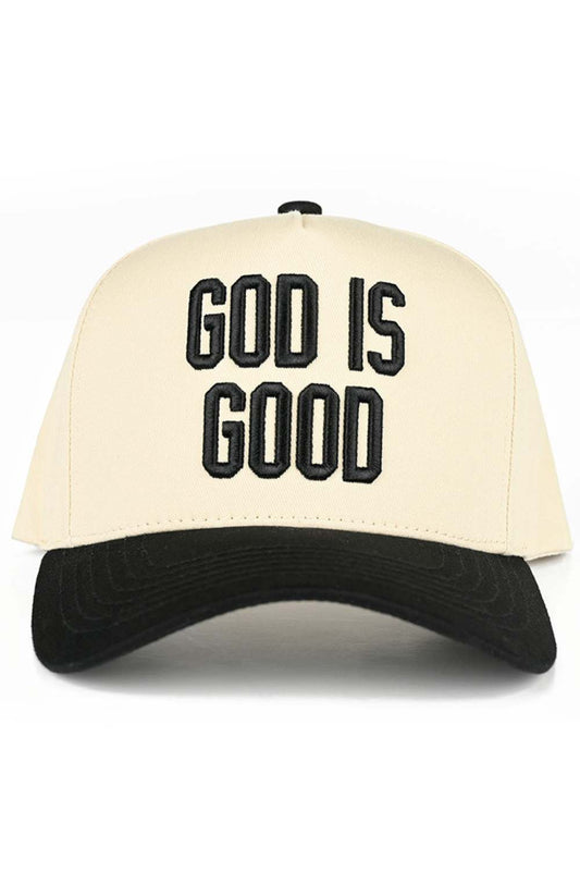 C.C GOD IS GOOD Embroidered Letter Two Tone Trucker Hat