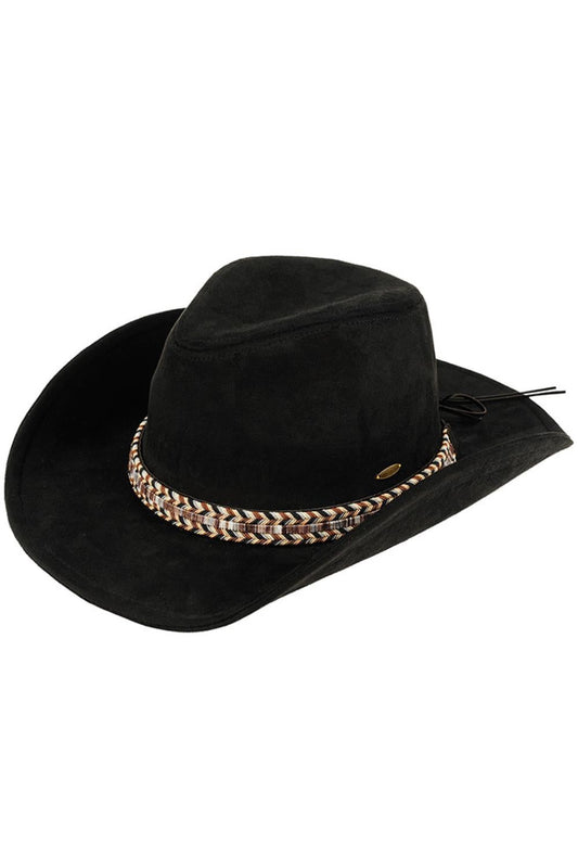 C.C Multi Thread Trim Suede Cowboy Hat