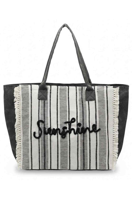 Vintage SUNSHINE Stripe with Fringe Tote Bag