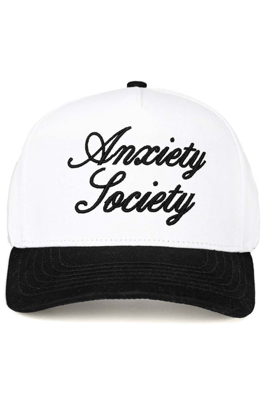 C.C ANXIETY SOCIETY Embroidered Letter Two Tone Trucker Hat