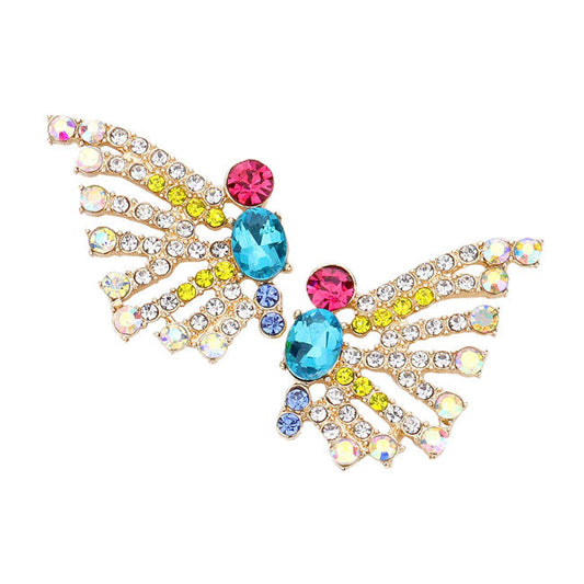 Bubble Stone Cluster Butterfly Evening Earrings