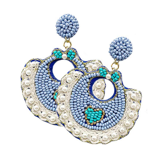 Felt Back Pearl Beaded Baby Bib Dangle Earrings