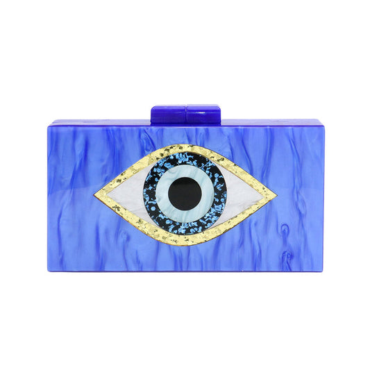 Glittered Evil Eye Celluloid Acetate Clutch Crossbody Bag