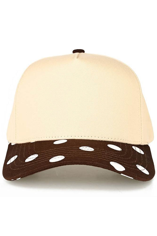 C.C Big Polka Dot Pattern Print Brim Two Tone Trucker Hat