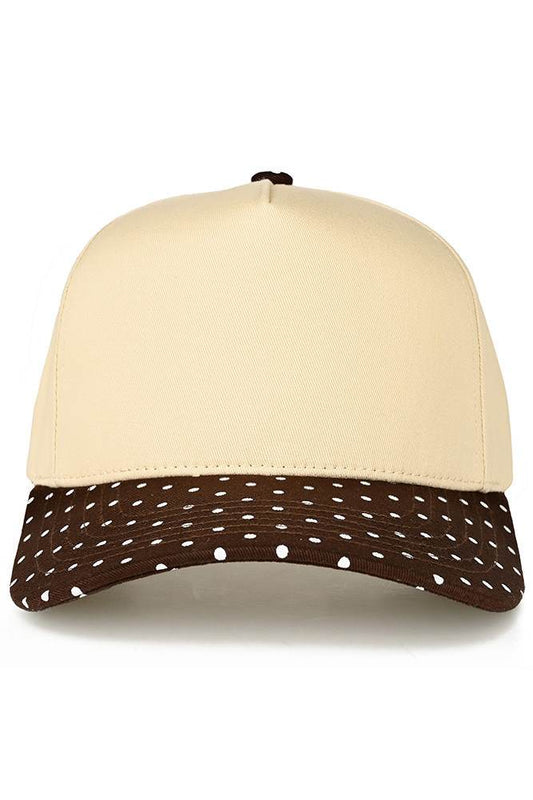 C.C Small Polka Dot Pattern Print Brim Two Tone Trucker Hat