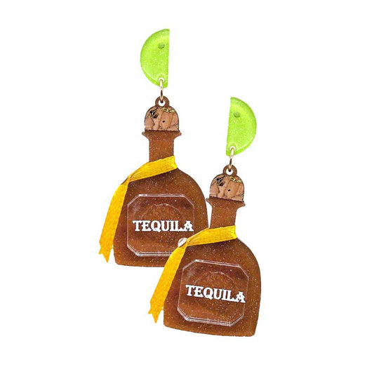 Glittered Resin Tequila Dangle Earrings