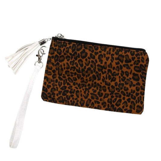 Leopard Patterned Wristlet Pouch Bag