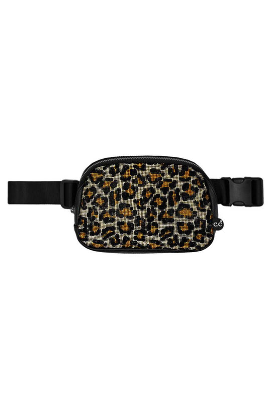 C.C Animal Print Rhinestone Crossbody Fanny Pack
