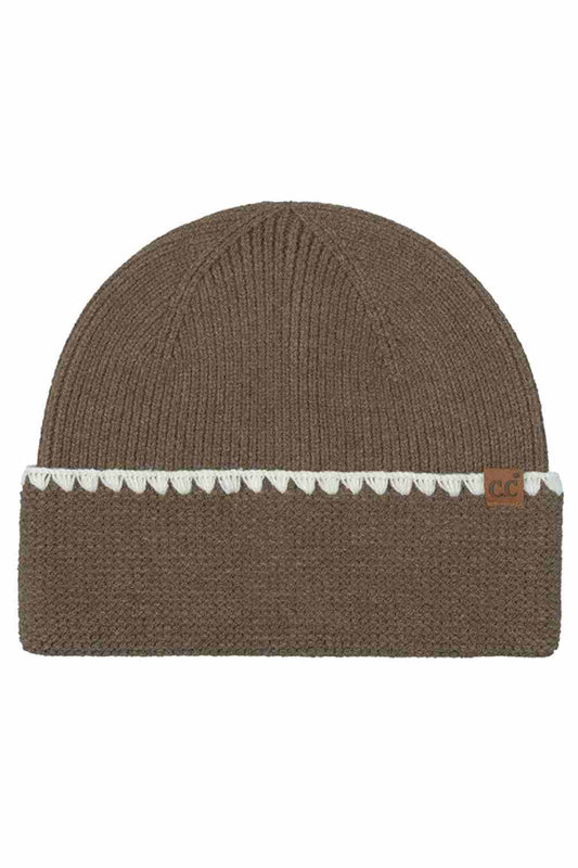C.C Solid with Stitch Lined Cuff Beanie Winter Hat