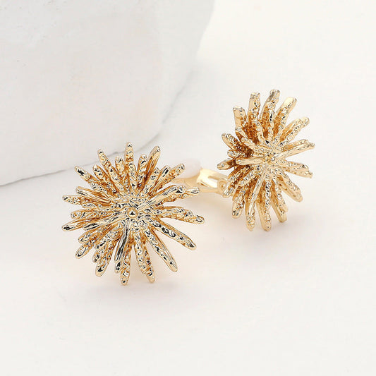 Textured Metal Spike Clip On Earrings