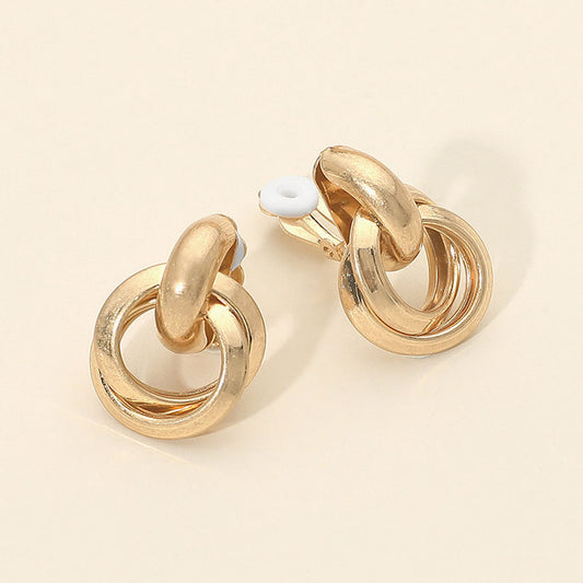 Metal Interlocking Door Knocker Clip On Earrings