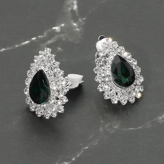 Teardrop Cluster Evening Clip On Earrings