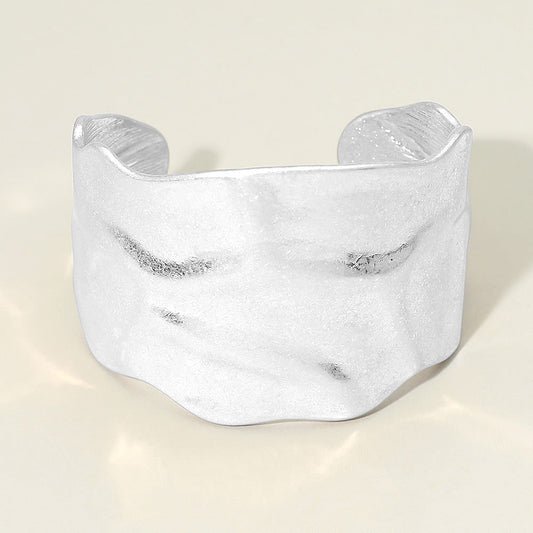 Wide Textured Metal Cuff Bracelet