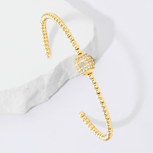 Stone Embellished Ball Cuff Bracelet