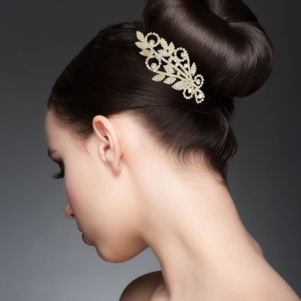 Rhinestone Embellished Floral Hair Comb
