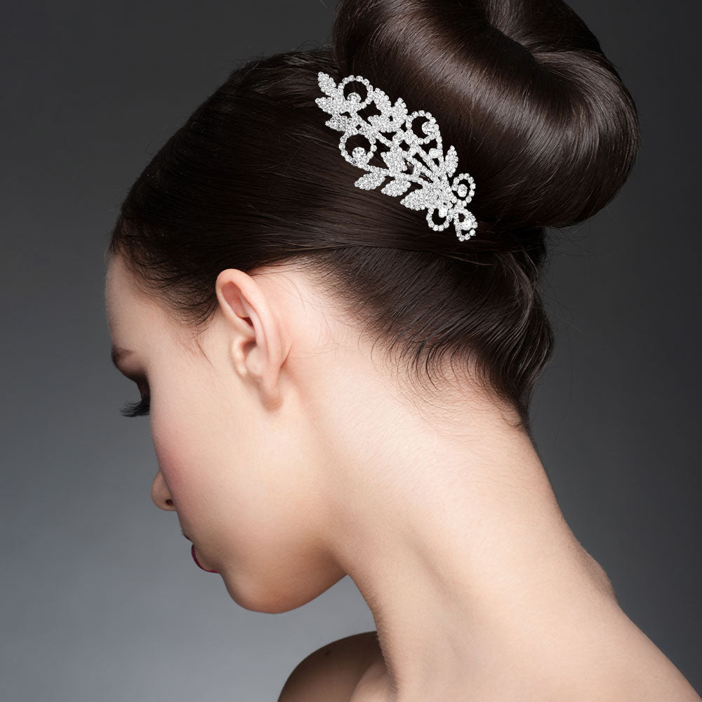 Rhinestone Embellished Floral Hair Comb