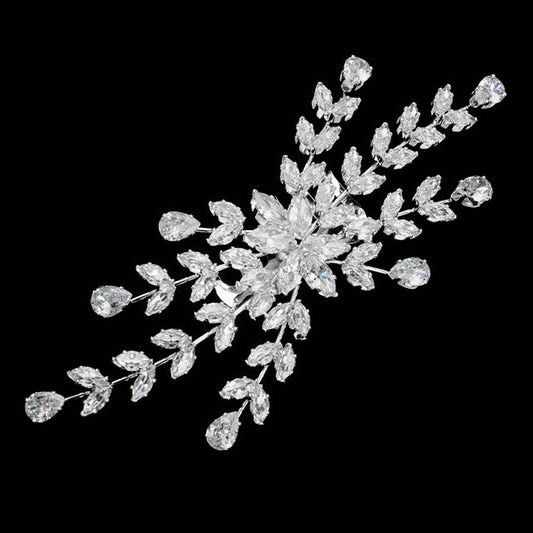 Marquise Teardrop CZ Cluster Floral Branch Hair Comb