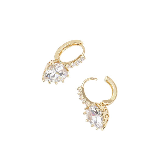 CZ Heart Evening Huggie Earrings