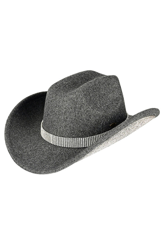 C.C Rhinestone Trim Vegan Cowboy Hat