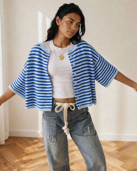 Freya Half Sleeve Knit Button Down Sweater Cardigan