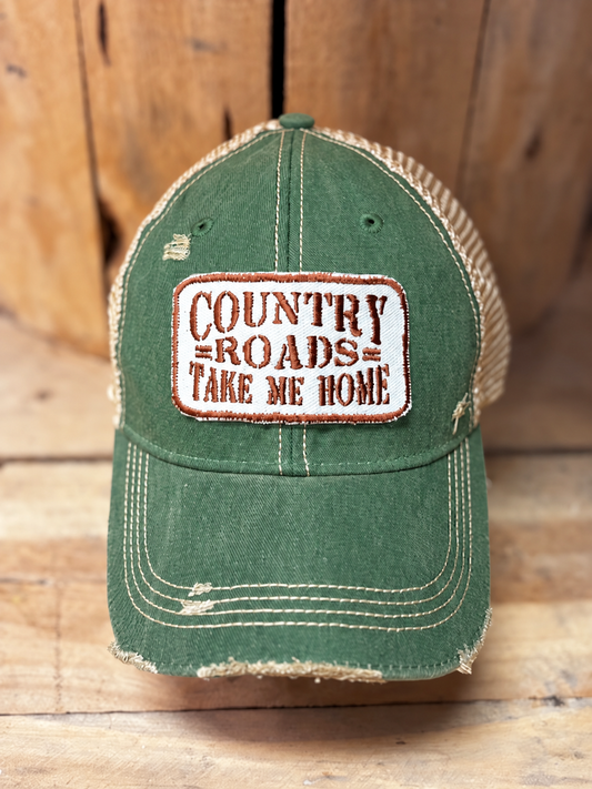 Country Roads-distressed Trucker Hat