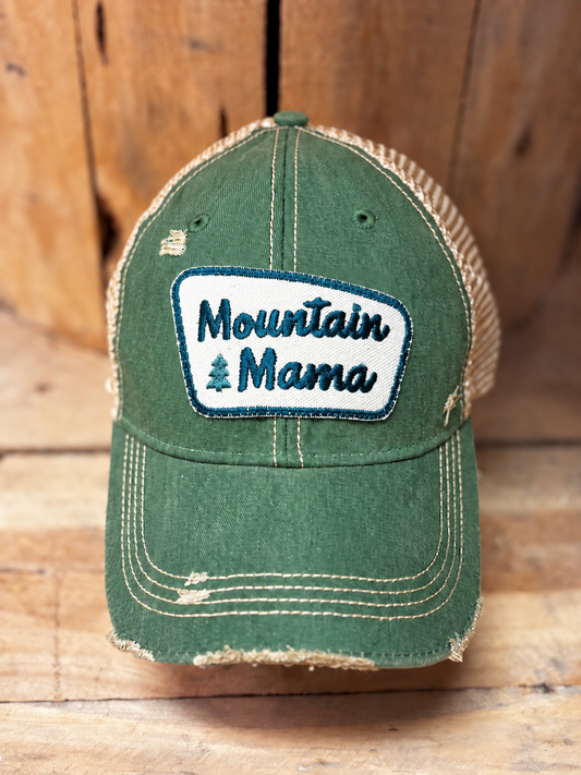 Mountain Mama Distressed Trucker Hat