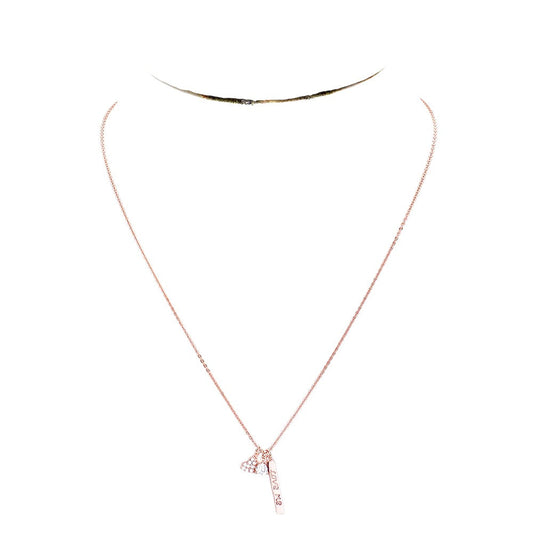 Gold Dipped CZ 'Love Me' Heart Pendant Necklace