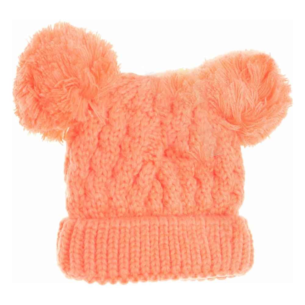 Kids Solid Double Pom C.C Beanies