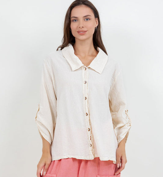 Sloanne Button-Up  100% Cotton Gauze *