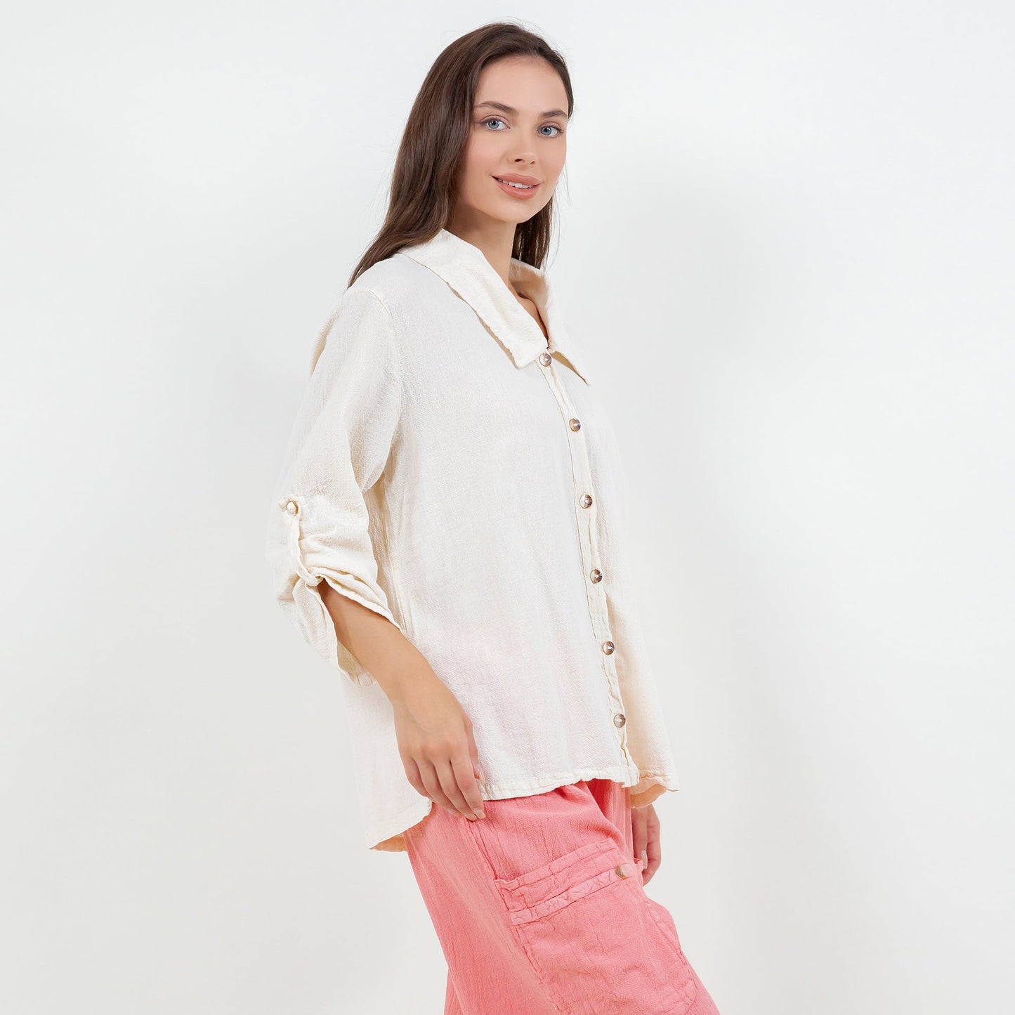 Sloanne Button-Up  100% Cotton Gauze