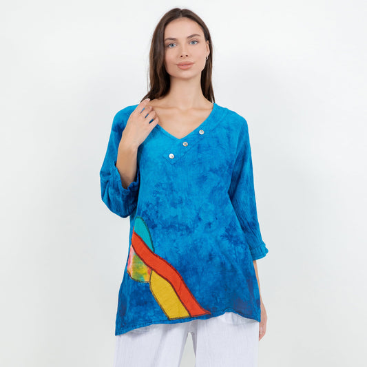 Lucia Applique Top 100% Cotton Gauze