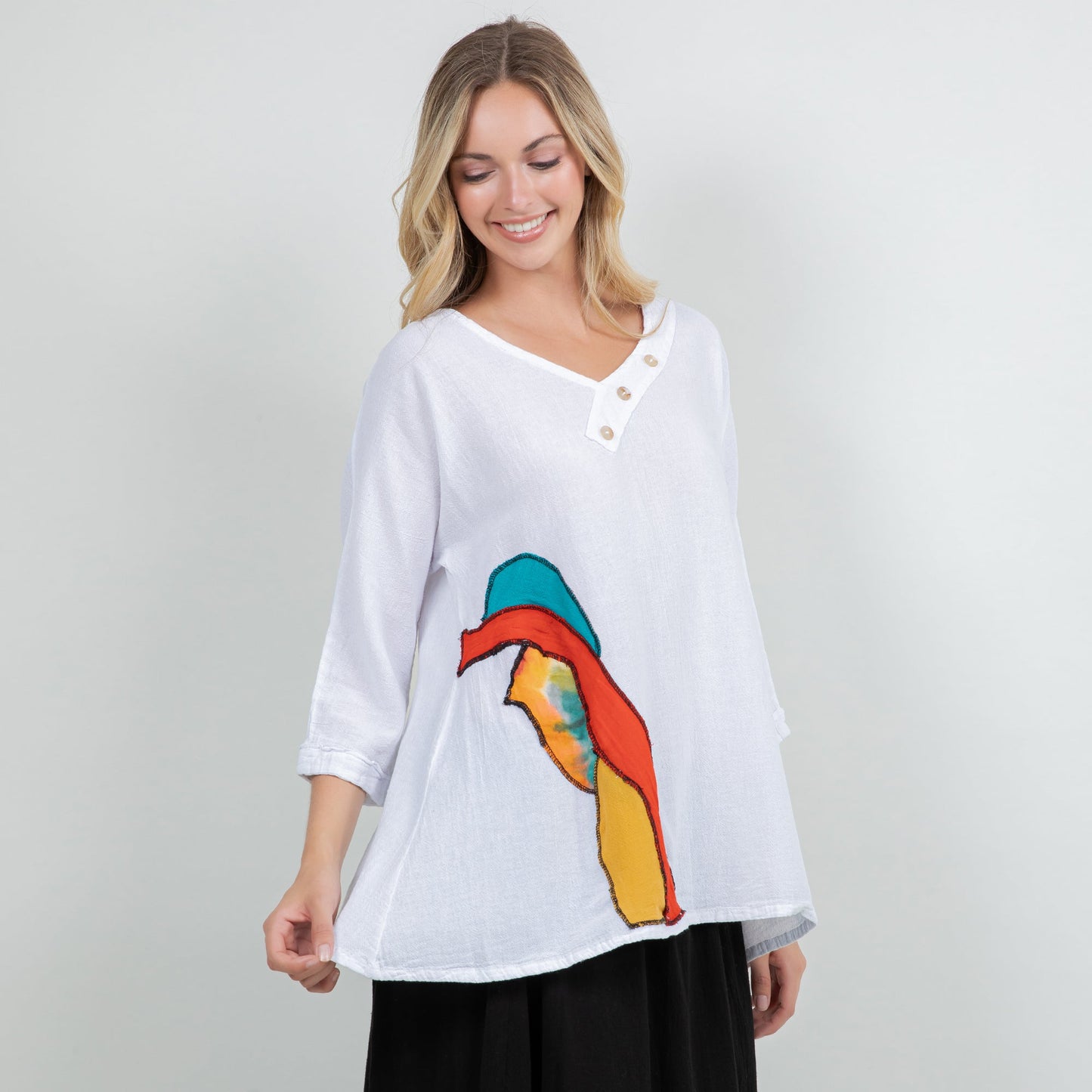 Lucia Applique Top  100% Cotton Gauze