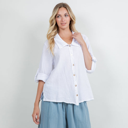 Sloanne Button-Up 100% Cotton Gauze