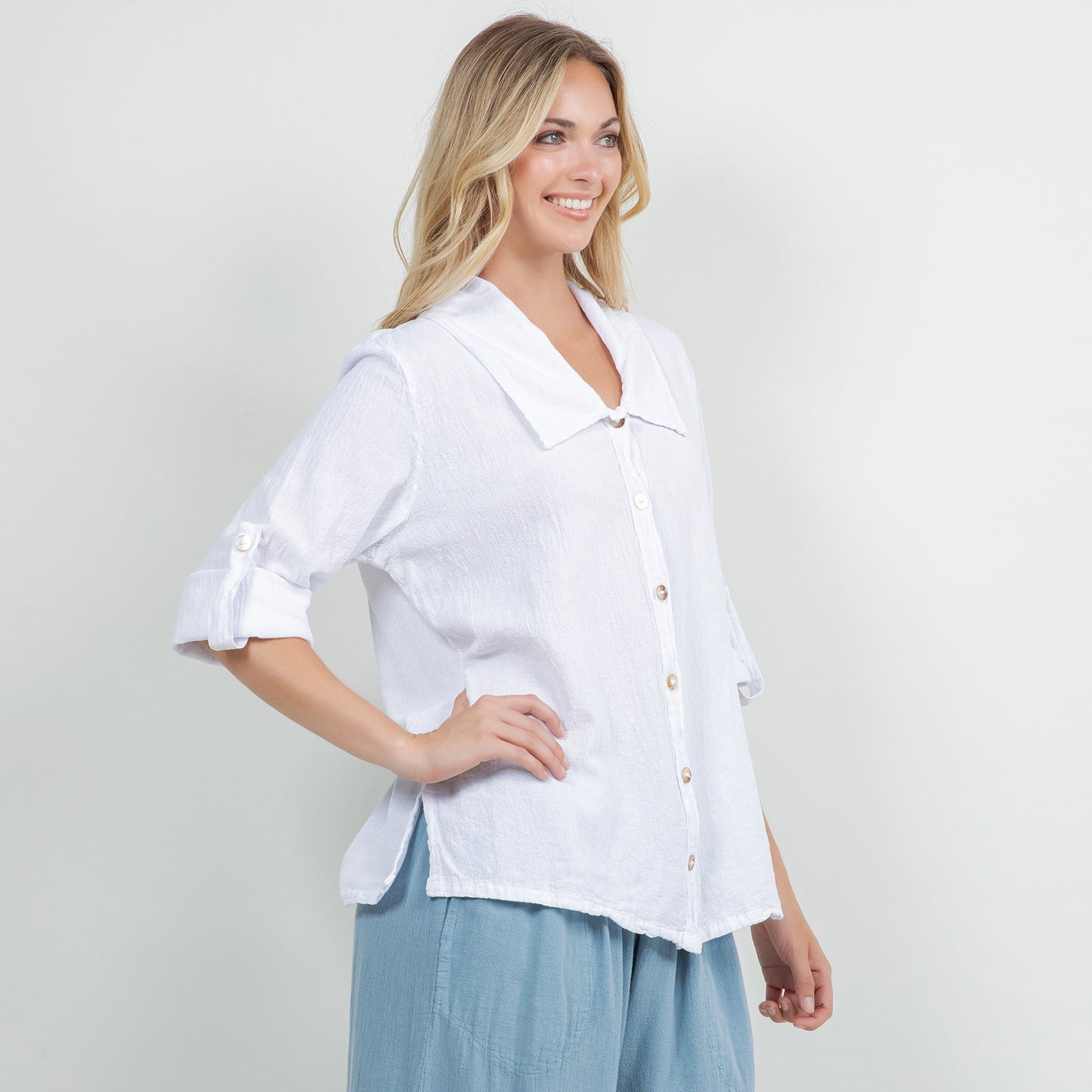 Sloanne Button-Up  100% Cotton Gauze