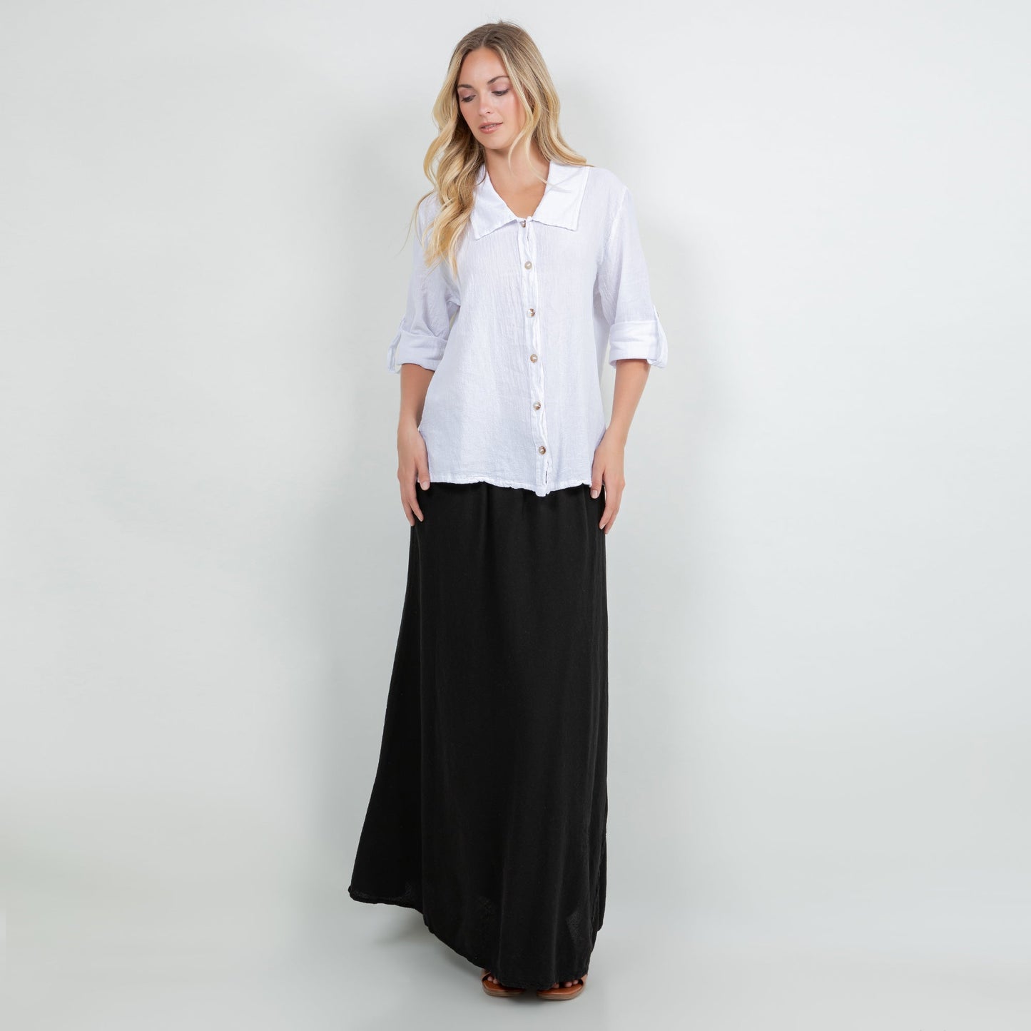 Sloanne Button-Up  100% Cotton Gauze