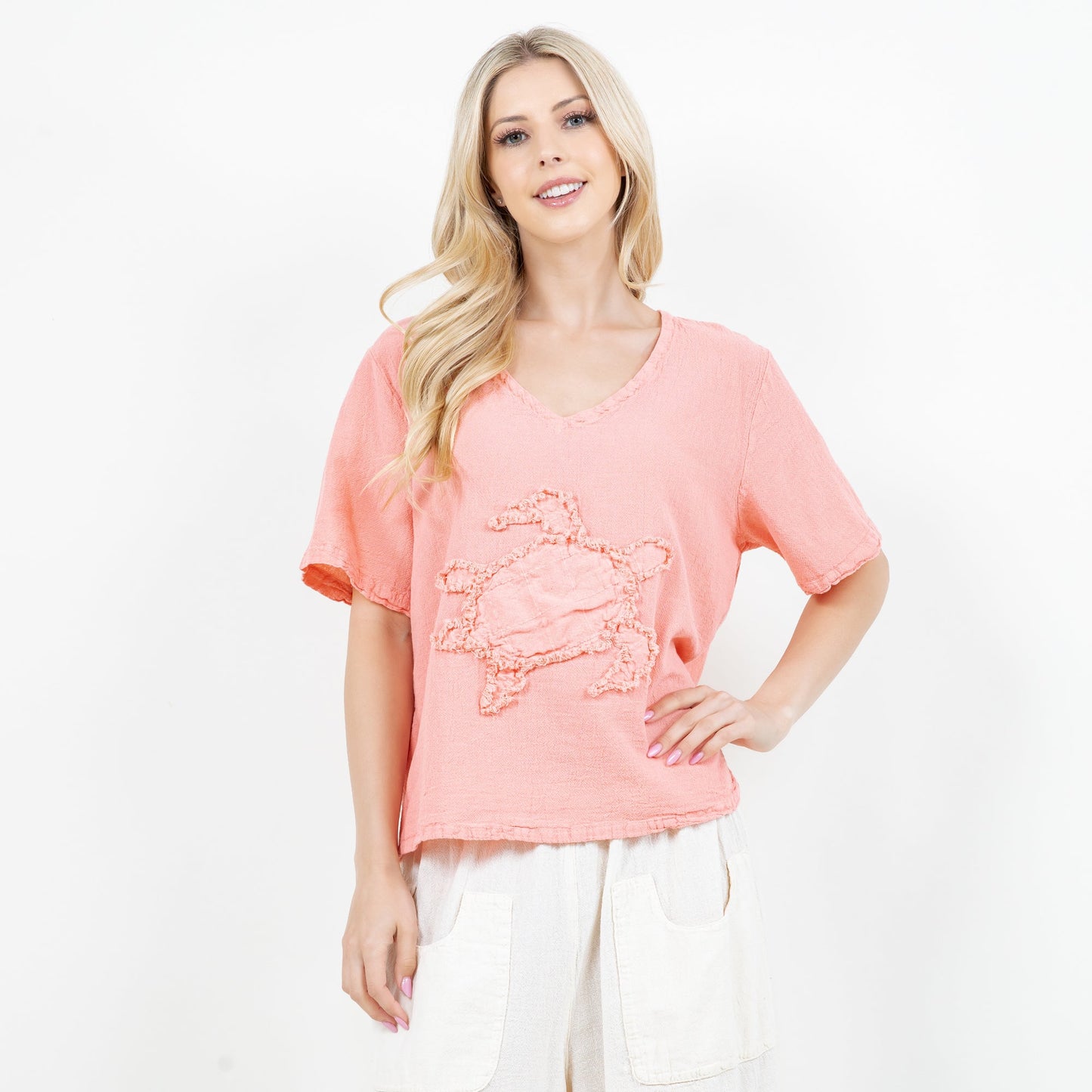 Women's 100% Cotton Gauze Turtle Top
