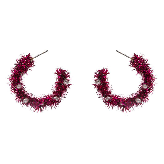 Christmas Tinsel Hoop Earrings