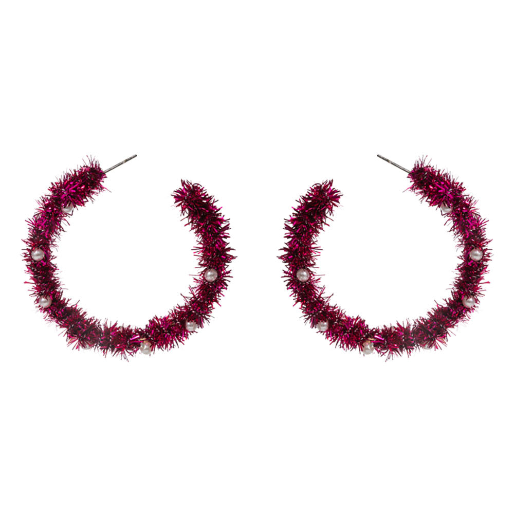Christmas Tinsel Hoop Earrings