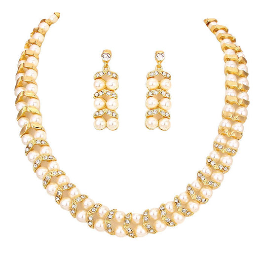 Pearl Crystal Collar Necklace