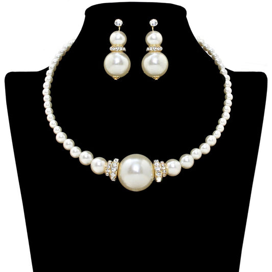 Pearl Necklace Earring Set