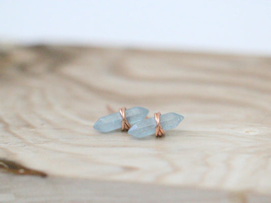 Crest Studs - Aquamarine