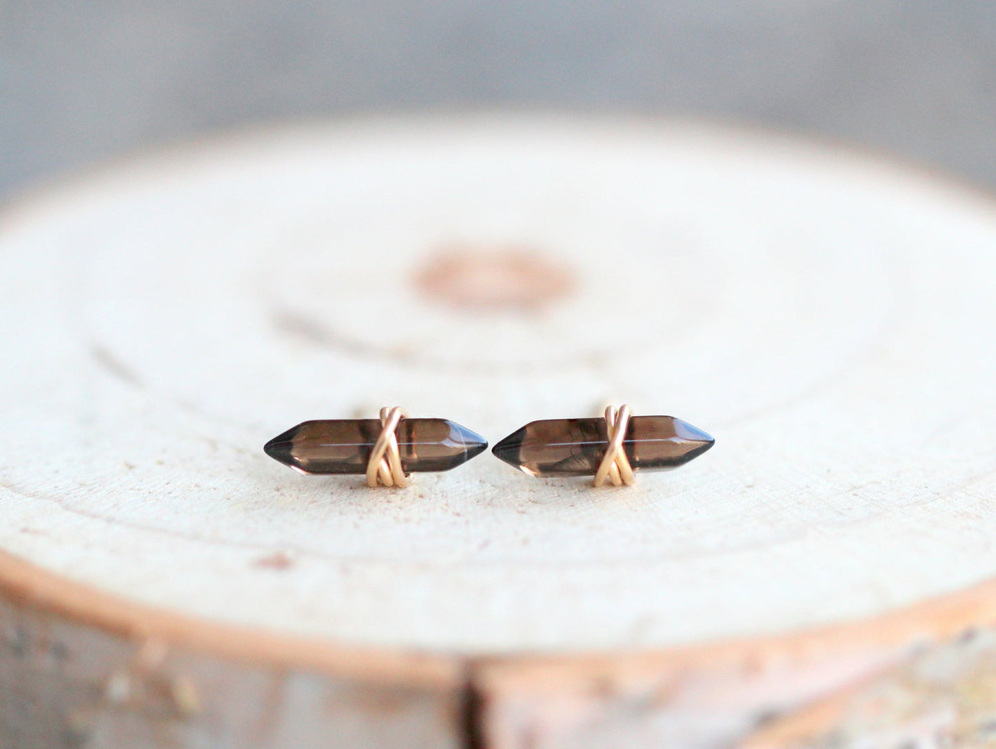 Crest Studs - Smoky Quartz