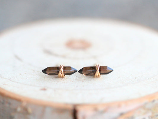 Crest Studs - Smoky Quartz