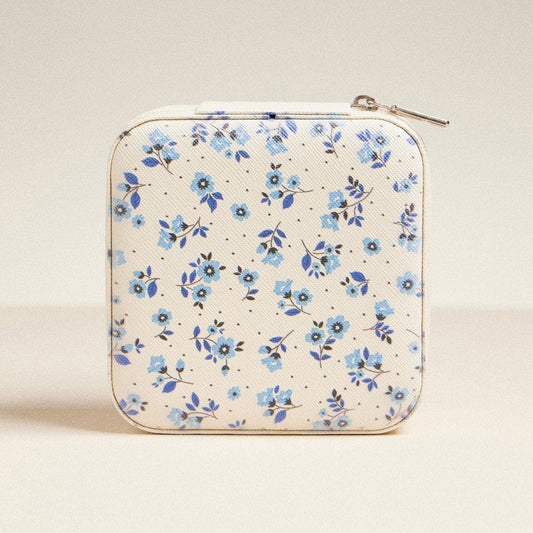 Flower Pattern Portable Square Jewelry Box