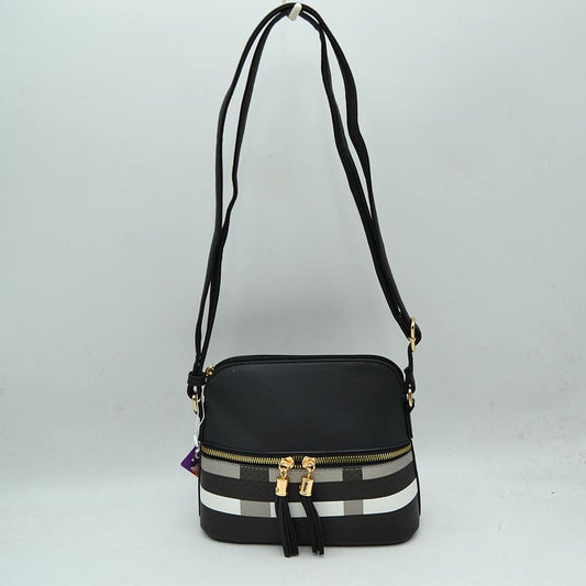 Plaid Accent Crossbody Bag with Adjustable Shoulder Strap