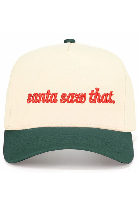 C.C SANTA SAW THAT Letter Christmas Theme Trucker Hat Baseball Cap