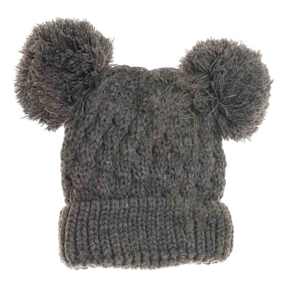 Kids Solid Double Pom C.C Beanies