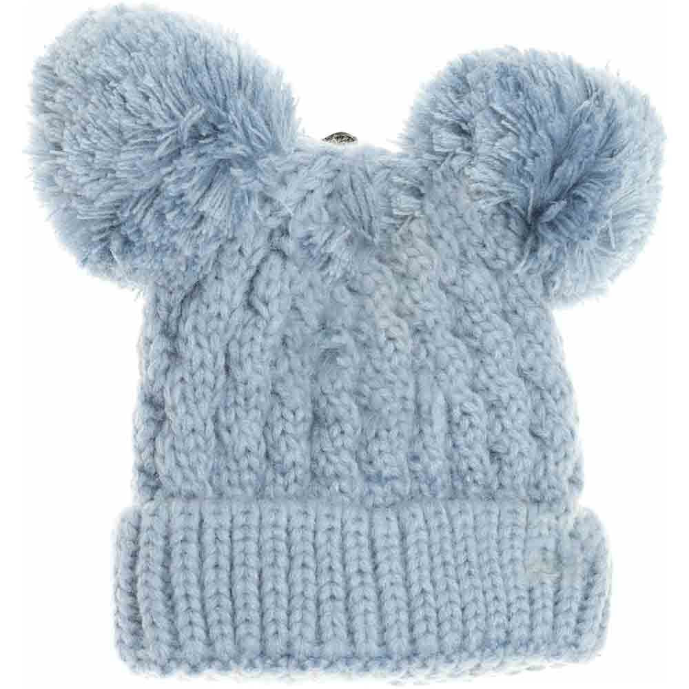 Kids Solid Double Pom C.C Beanies