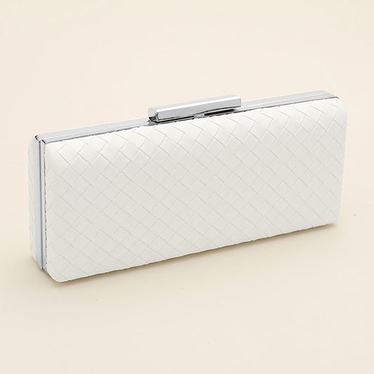 Faux Leather Basket Weave Evening Clutch Bag / Crossbody Bag