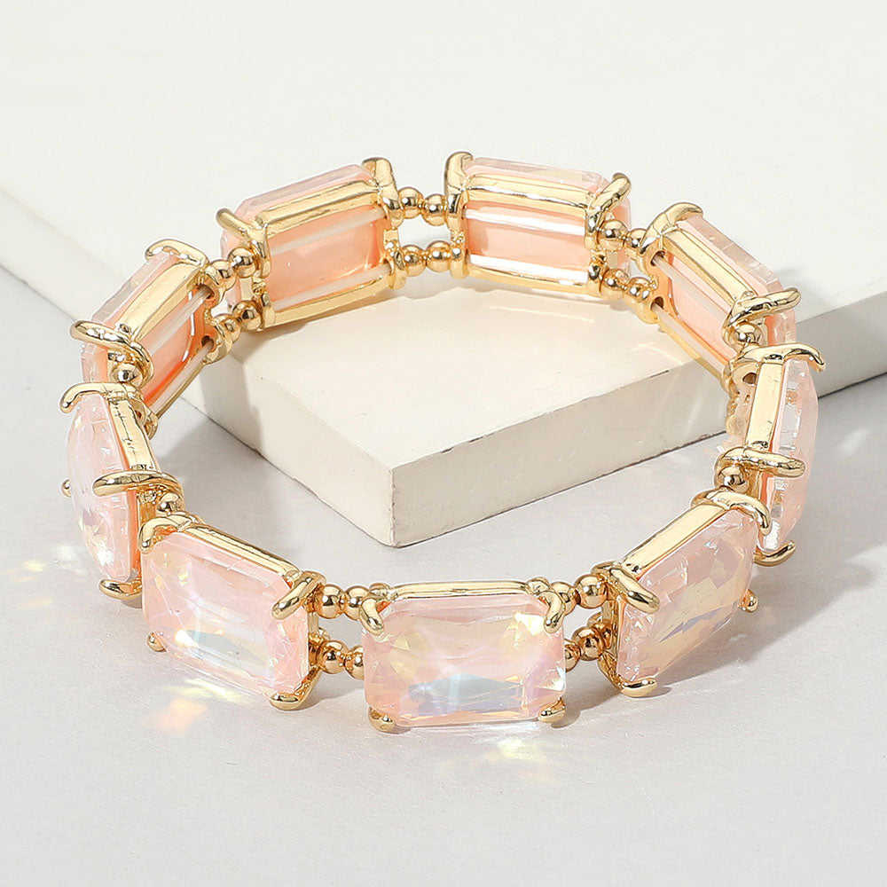 Cushion Rectangle Stone Stretch Evening Bracelet